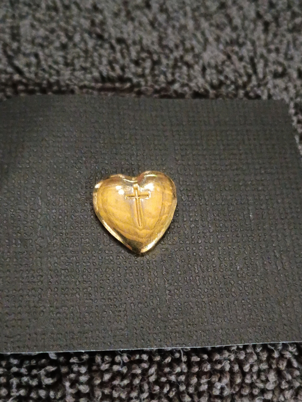Gold Heart Pin with Cross Accent - Women's Accessory